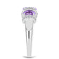 Silberring mit Rose De France Amethyst und weißem Topas