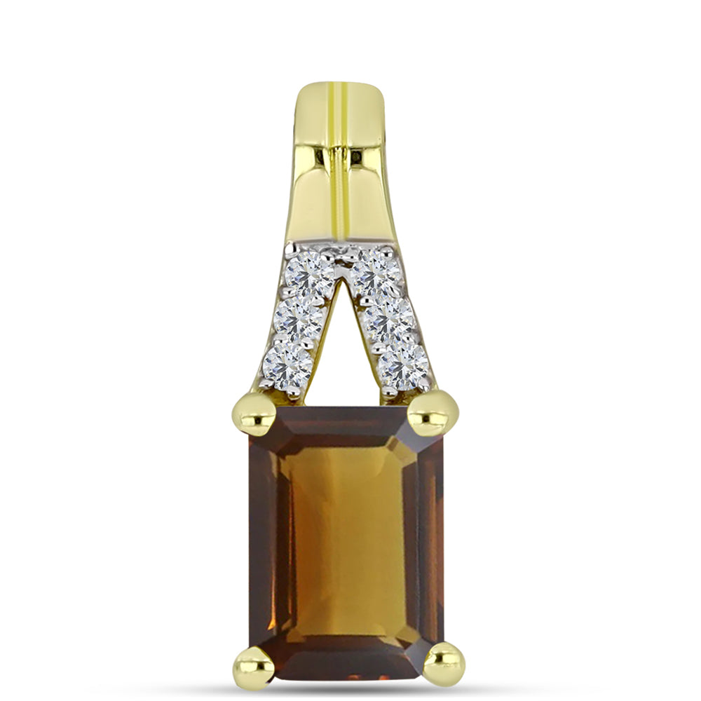 Goldplattierter Silberanhänger mit Cognac-Quarz und weißem Topas 1 