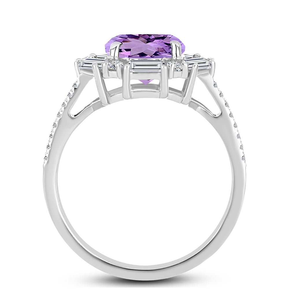 Silberring mit Rose De France Amethyst und weißem Topas 2 