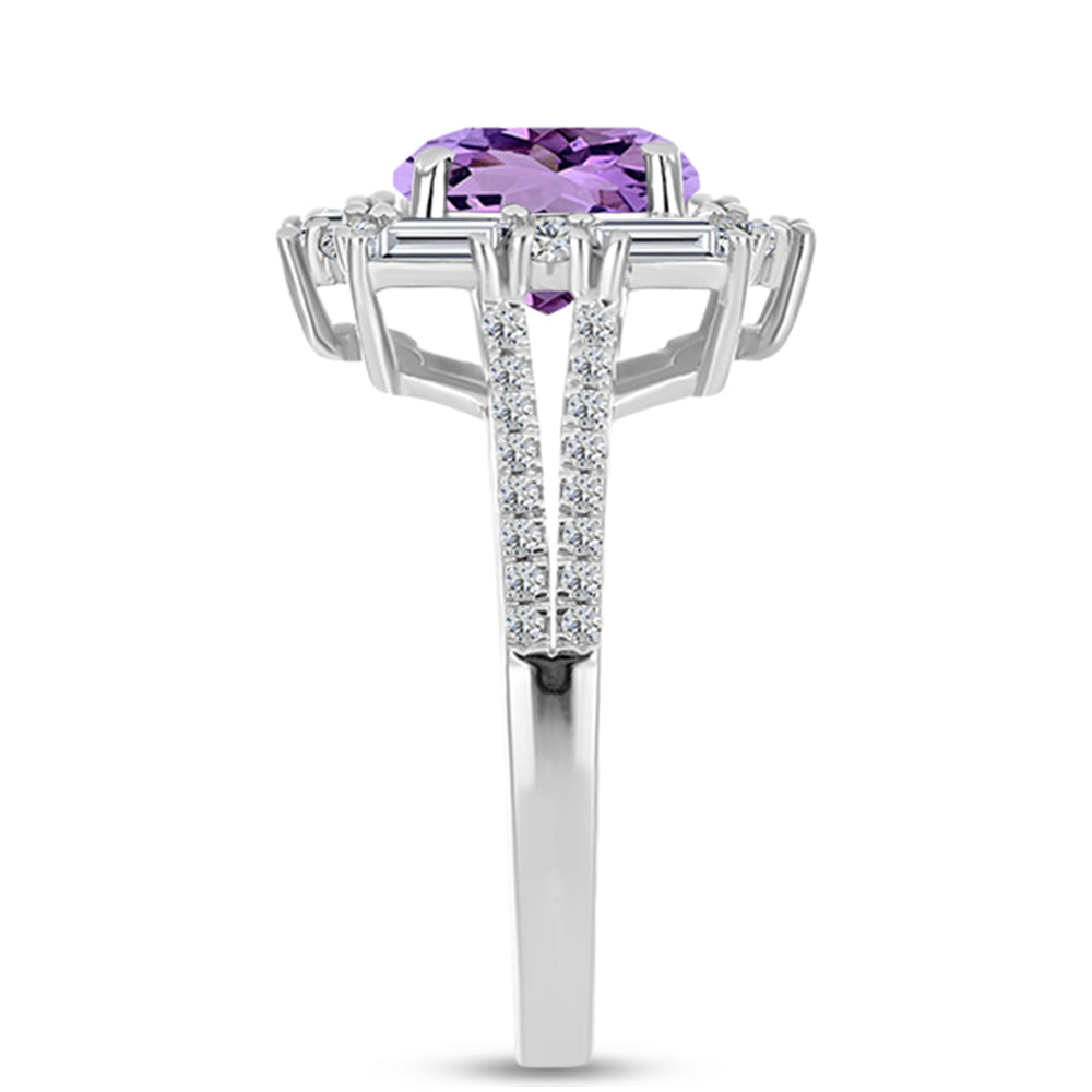 Silberring mit Rose De France Amethyst und weißem Topas 4 