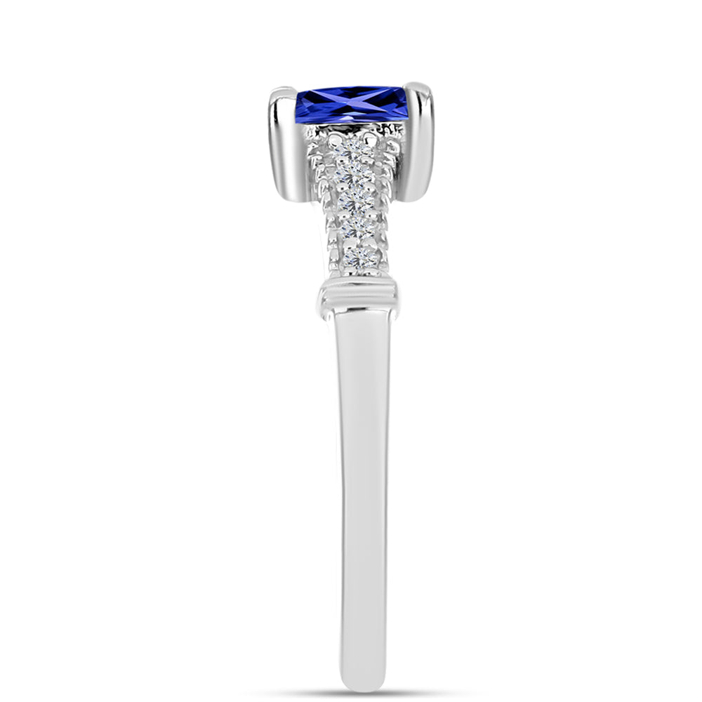Silberring mit Tansanit - Klasse AAA und weißem Diamant 4 