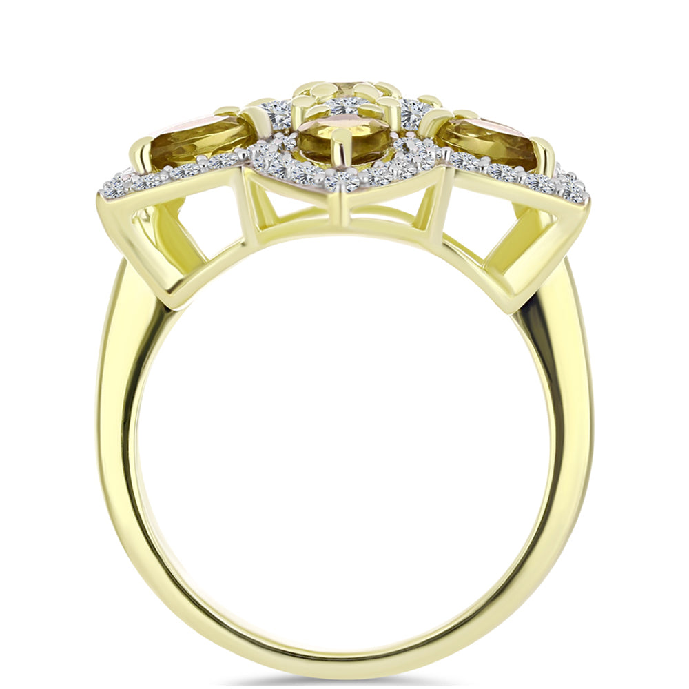 Goldplattierter Silberring mit Cognac-Quarz und weißem Topas 3 