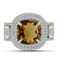 Goldplattierter Silberring mit Cognac-Quarz und weißem Topas