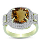 Goldplattierter Silberring mit Cognac-Quarz und weißem Topas