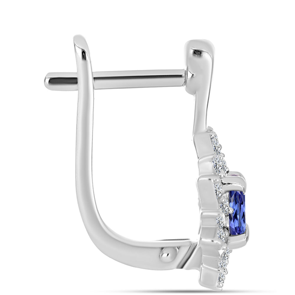 Silberohrringe mit Tansanit - Klasse AAA und weißem Diamant 2 