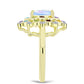 Goldplattierter Silberring mit Regenbogenmondstein und marokkanischem Amethyst