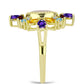 Goldplattierter Silberring mit Regenbogenmondstein und marokkanischem Amethyst