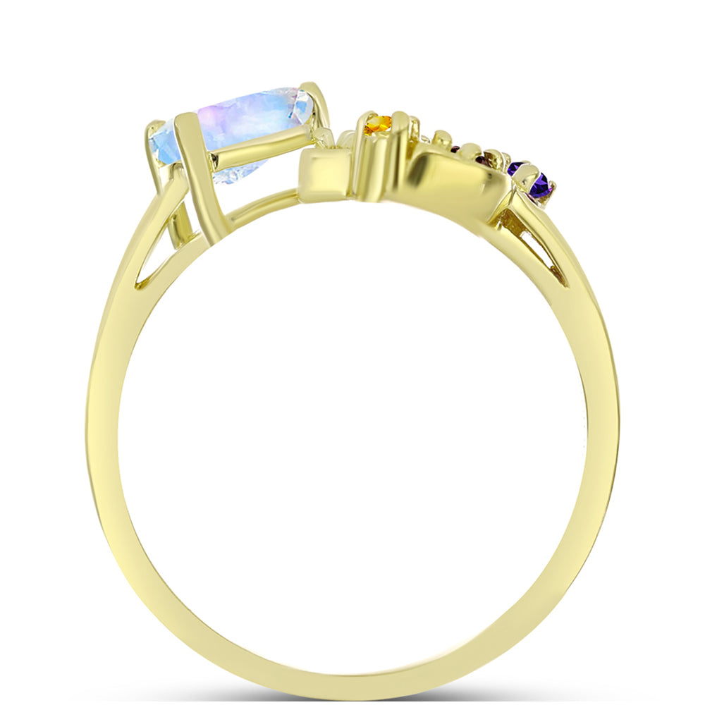Goldplattierter Silberring mit Regenbogenmondstein und marokkanischem Amethyst 2 