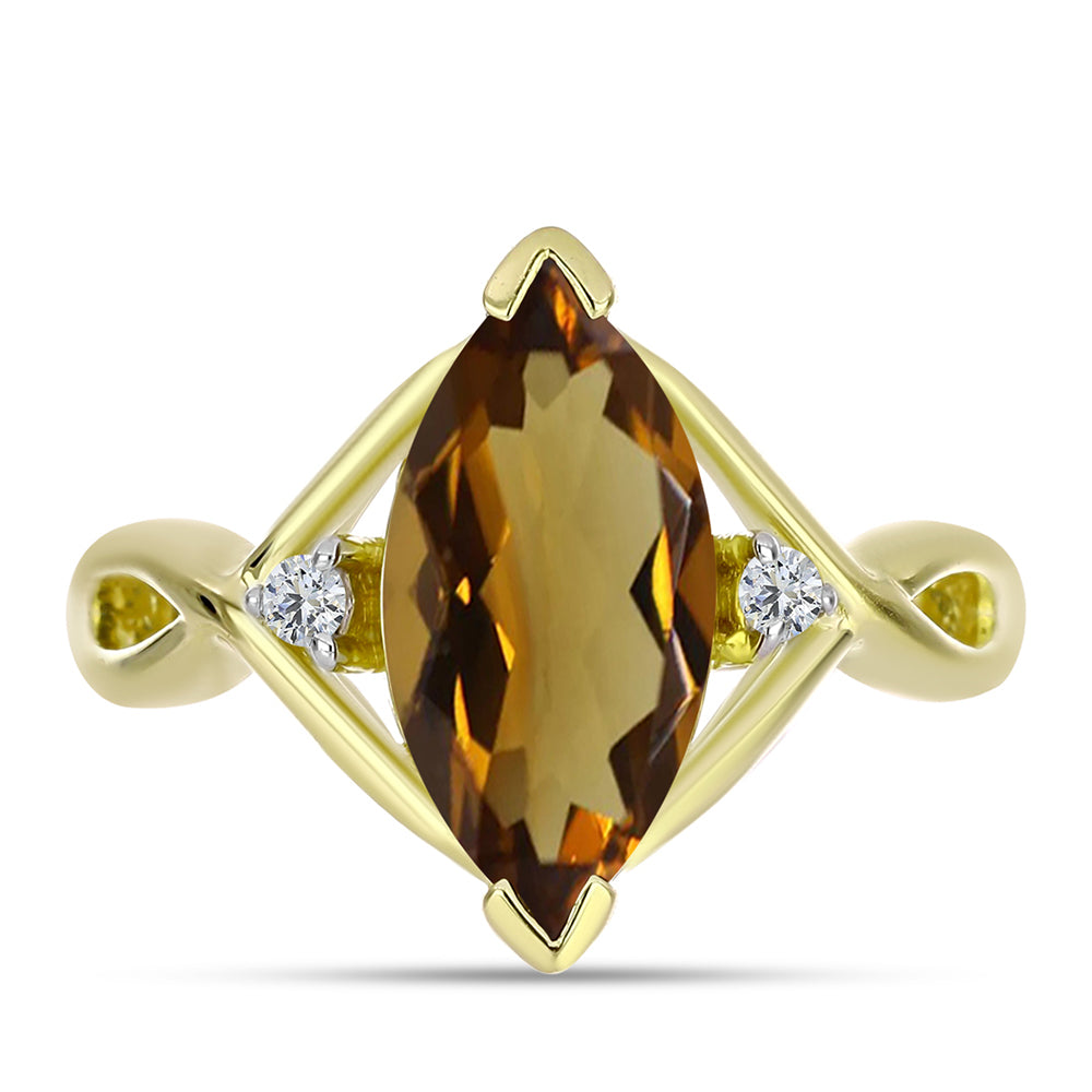 Goldplattierter Silberring mit Cognac-Quarz und weißem Topas 1 