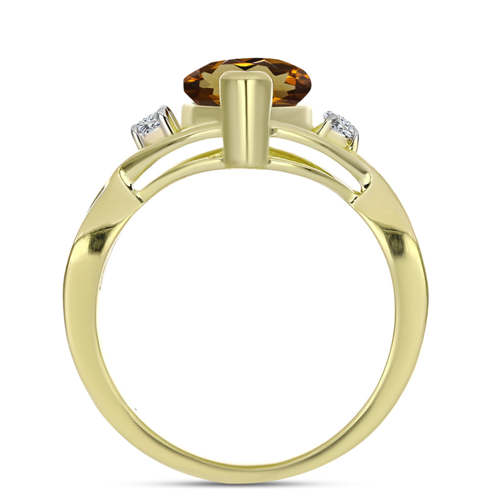 Goldplattierter Silberring mit Cognac-Quarz und weißem Topas