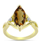 Goldplattierter Silberring mit Cognac-Quarz und weißem Topas