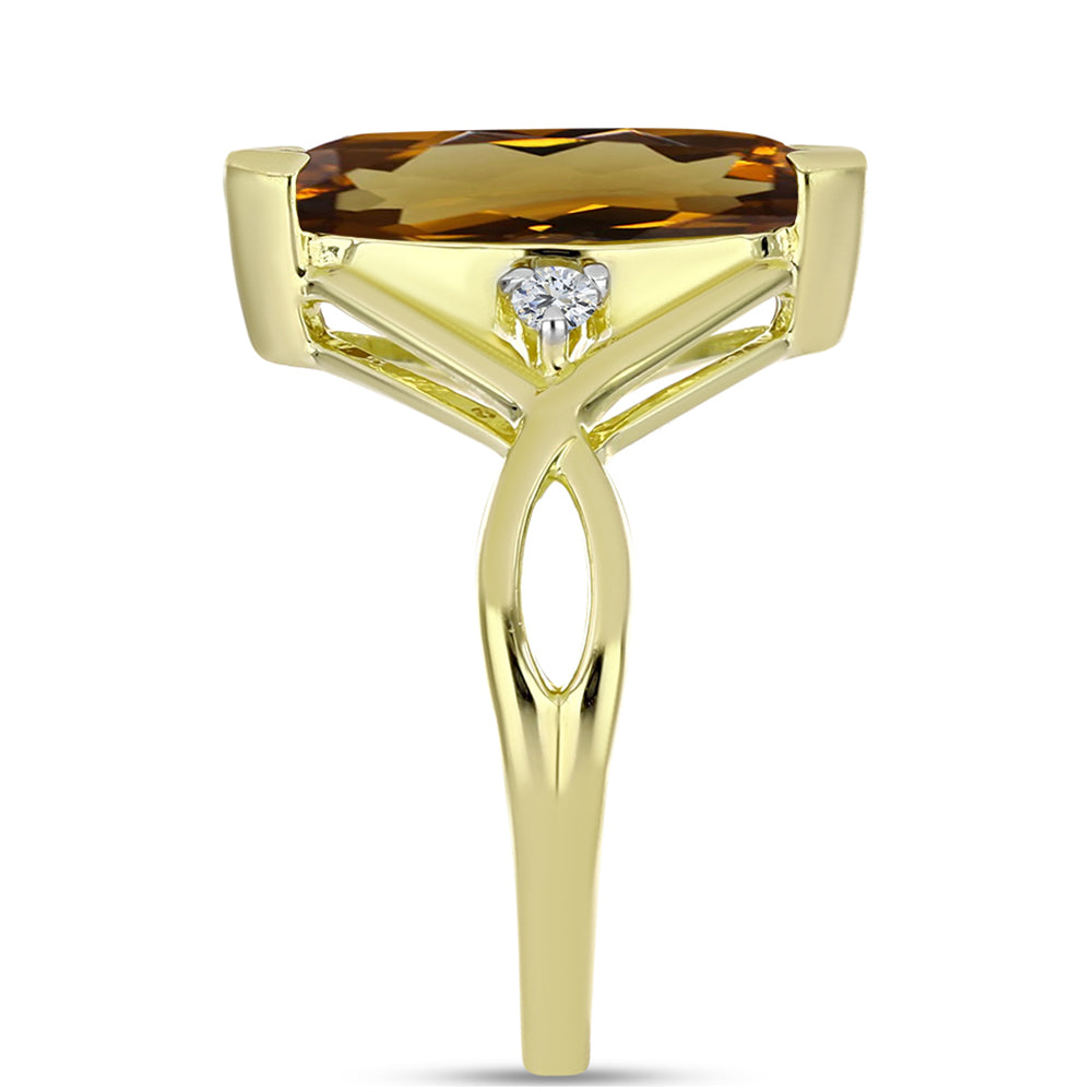Goldplattierter Silberring mit Cognac-Quarz und weißem Topas 4 