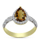 Goldplattierter Silberring mit Cognac-Quarz und weißem Topas