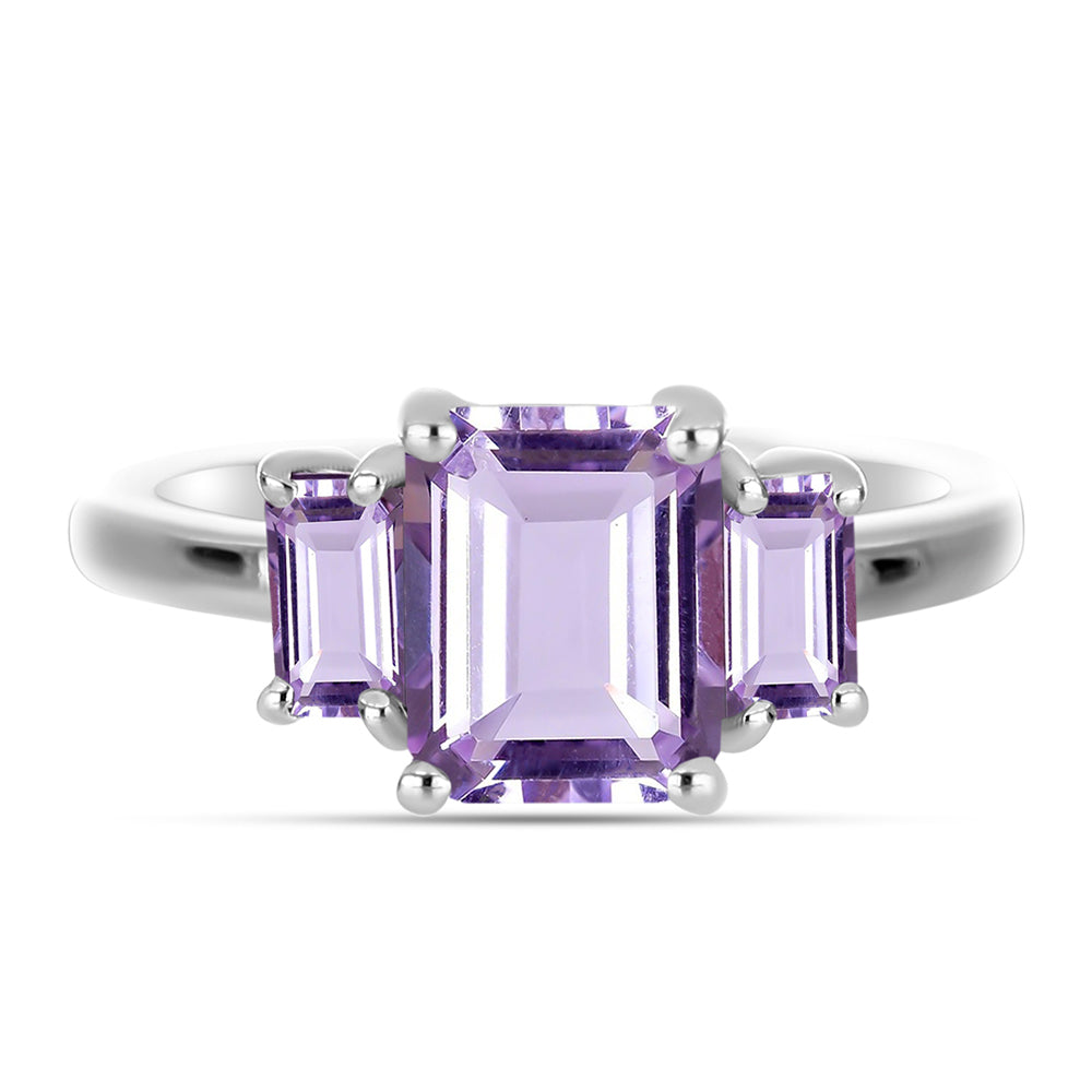 Silberring mit Rose De France Amethyst und weißem Topas 1 