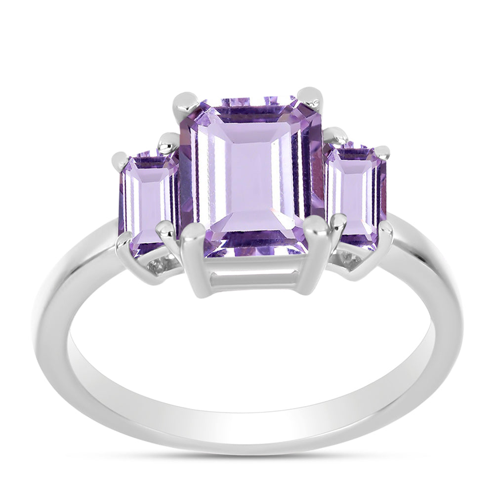 Silberring mit Rose De France Amethyst und weißem Topas 3 