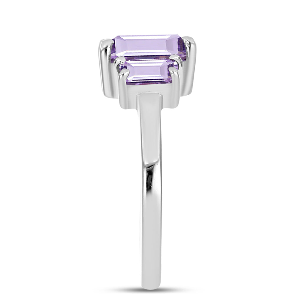 Silberring mit Rose De France Amethyst und weißem Topas 4 