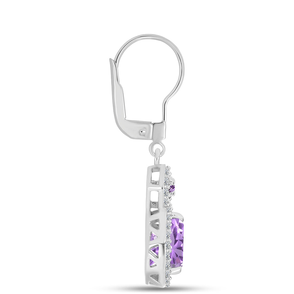 Silberohrringe mit Rose De France Amethyst und weißem Topas