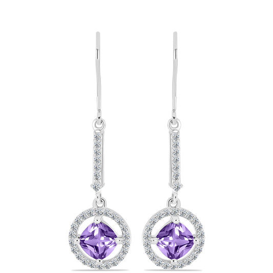Silberohrringe mit Rose De France Amethyst und weißem Topas