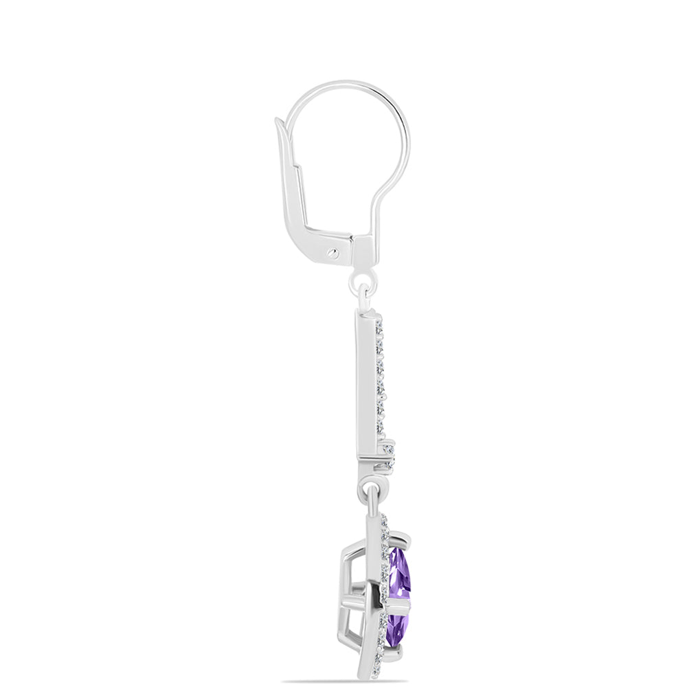 Silberohrringe mit Rose De France Amethyst und weißem Topas