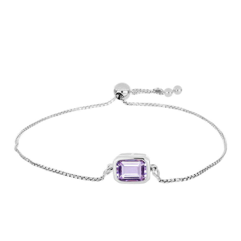 Silberarmband mit Rose De France Amethyst 1 