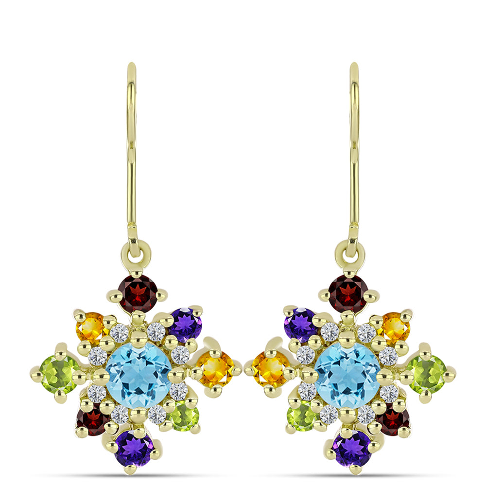 Goldplattierte Silberohrringe mit marokkanischem Amethyst und Zitrin aus dem Ural