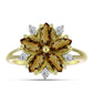 Goldplattierter Silberring mit Cognac-Quarz und weißem Topas