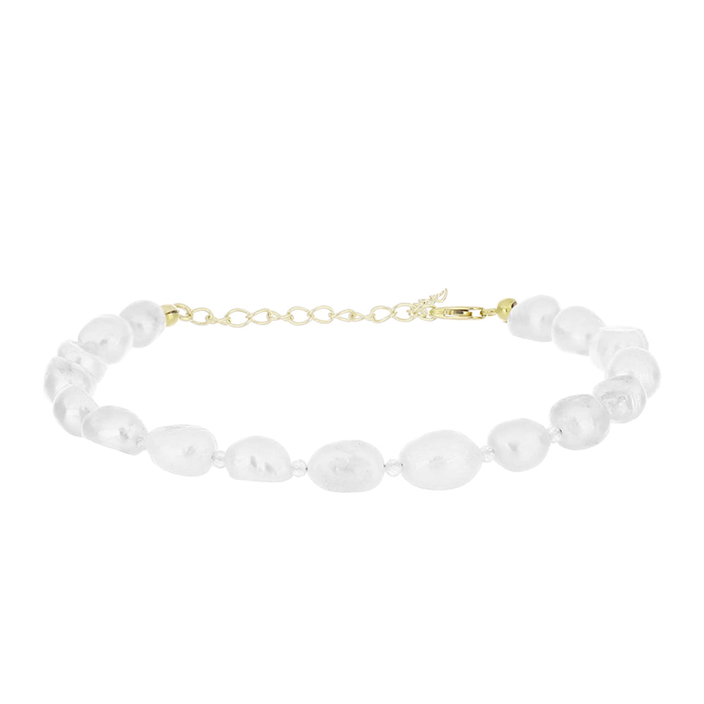 Goldplattiertes Silberarmband mit weißer Süßwasserperle