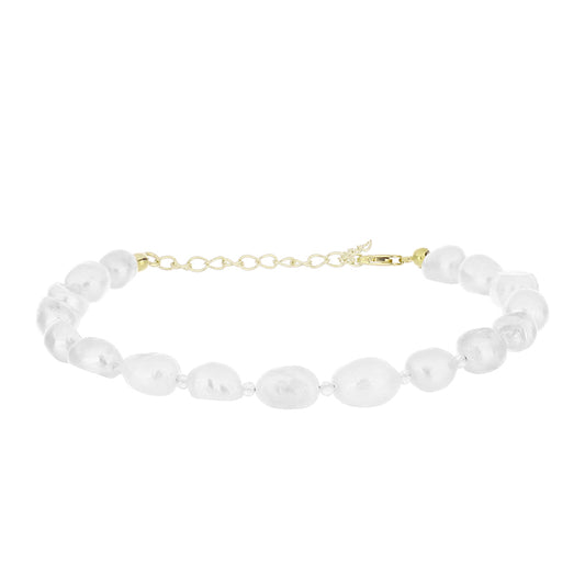 Goldplattiertes Silberarmband mit weißer Süßwasserperle