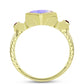 Goldplattierter Silberring mit Regenbogenmondstein und Barton Granat
