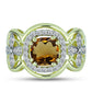 Goldplattierter Silberring mit Cognac-Quarz und weißem Topas