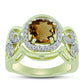 Goldplattierter Silberring mit Cognac-Quarz und weißem Topas