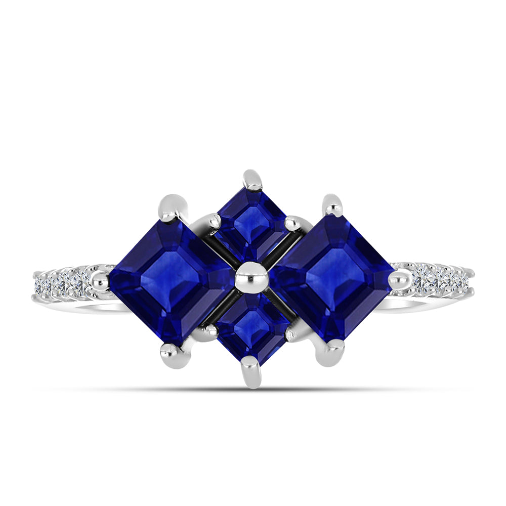 Silberring mit australischem blauem Saphir und weißem Topas 1 
