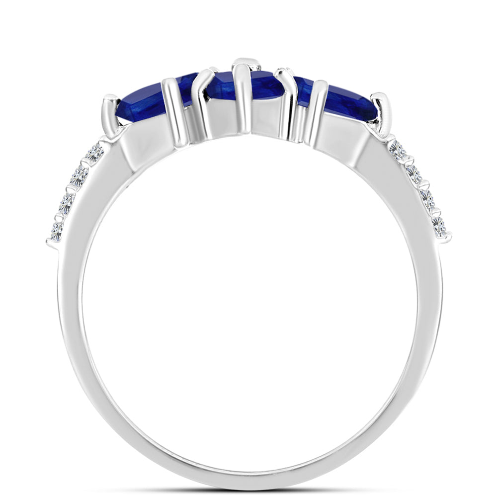 Silberring mit australischem blauem Saphir und weißem Topas 2 