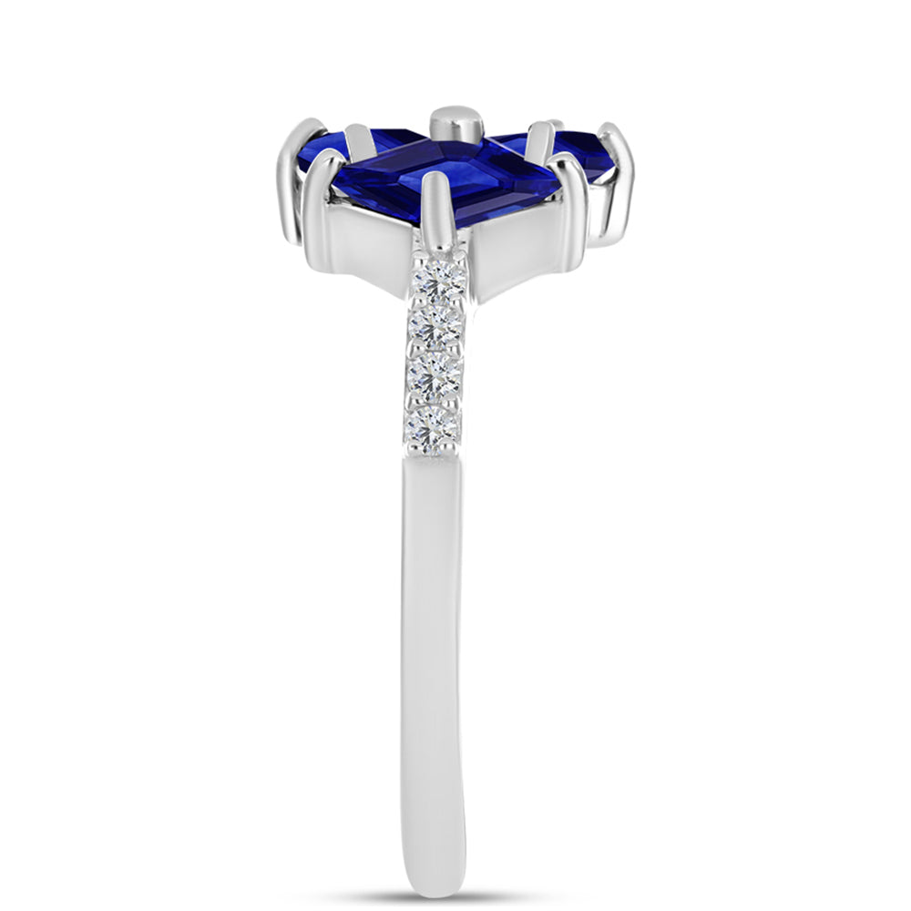 Silberring mit australischem blauem Saphir und weißem Topas 4 