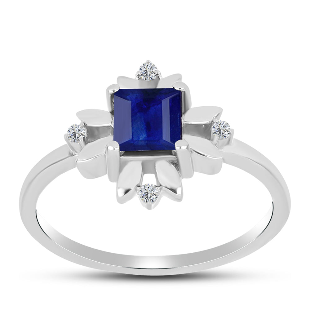 Silberring mit australischem blauem Saphir und weißem Topas