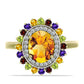 Goldplattierter Silberring mit marokkanischem Amethyst und Zitrin aus dem Ural