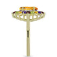 Goldplattierter Silberring mit marokkanischem Amethyst und Zitrin aus dem Ural