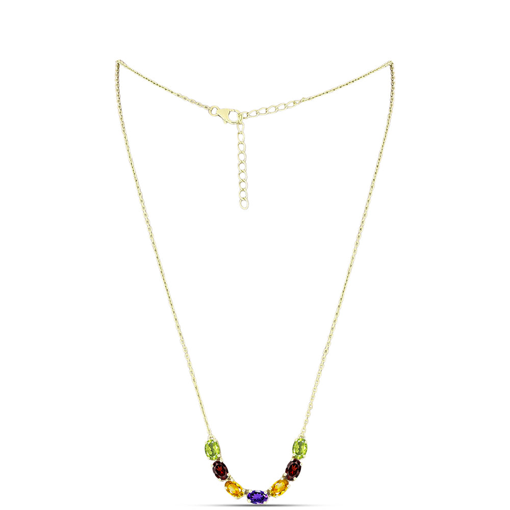 Goldplattierte Silberhalskette mit marokkanischem Amethyst und Zitrin aus dem Ural 1 