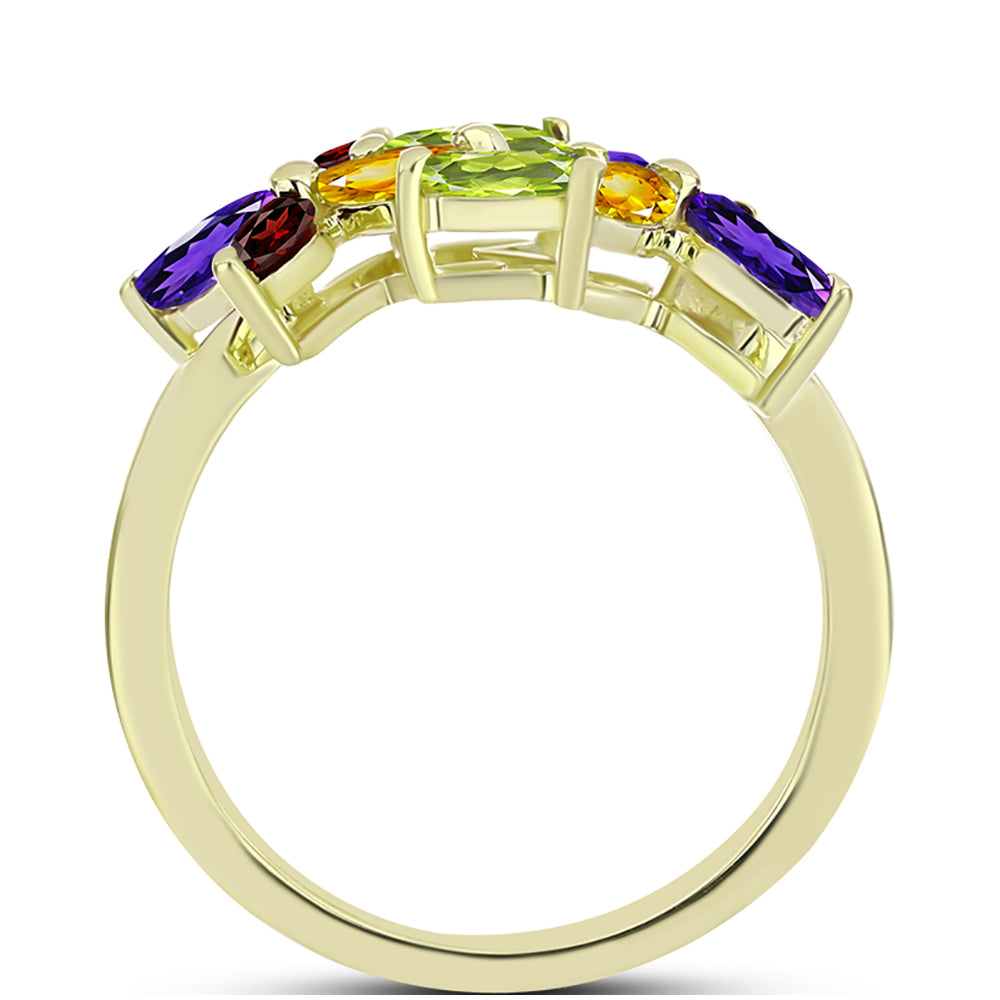 Goldplattierter Silberring mit marokkanischem Amethyst und Zitrin aus dem Ural 2 