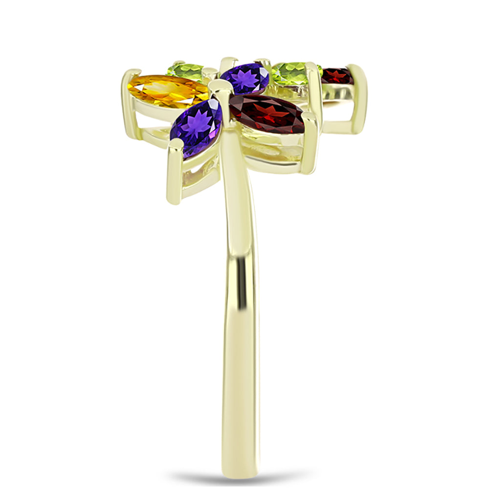 Goldplattierter Silberring mit marokkanischem Amethyst und Zitrin aus dem Ural 4 