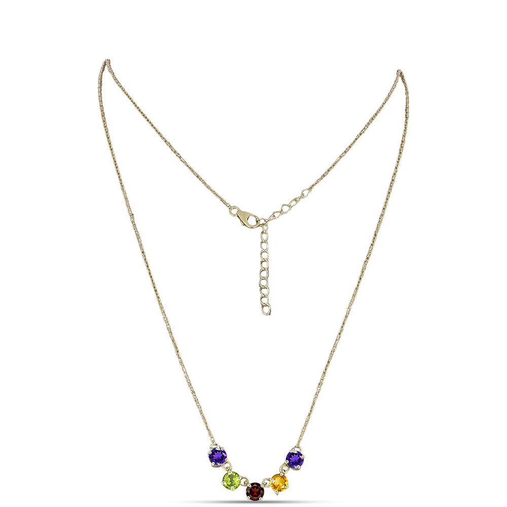 Goldplattierte Silberhalskette mit marokkanischem Amethyst und Zitrin aus dem Ural