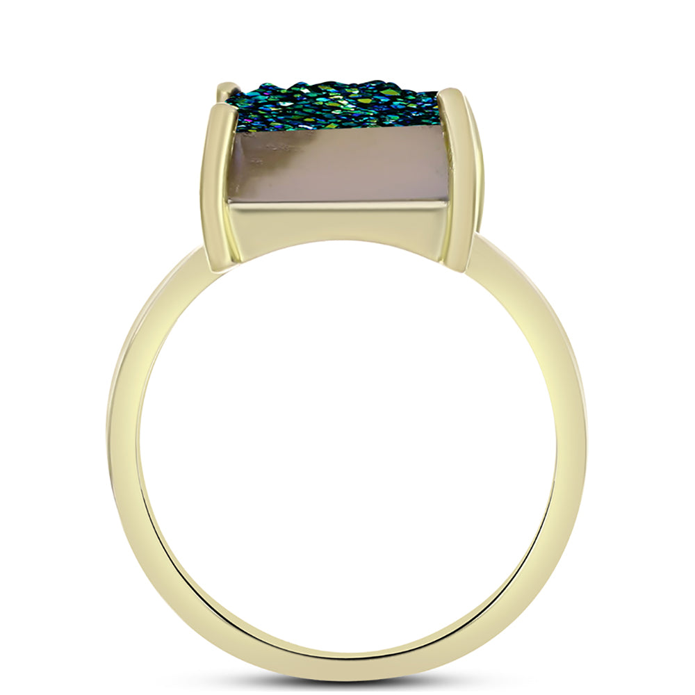 Goldplattierter Silberring mit grüner Druse