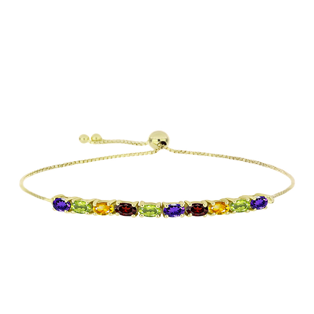Goldplattiertes Silberarmband mit marokkanischem Amethyst und Zitrin aus dem Ural