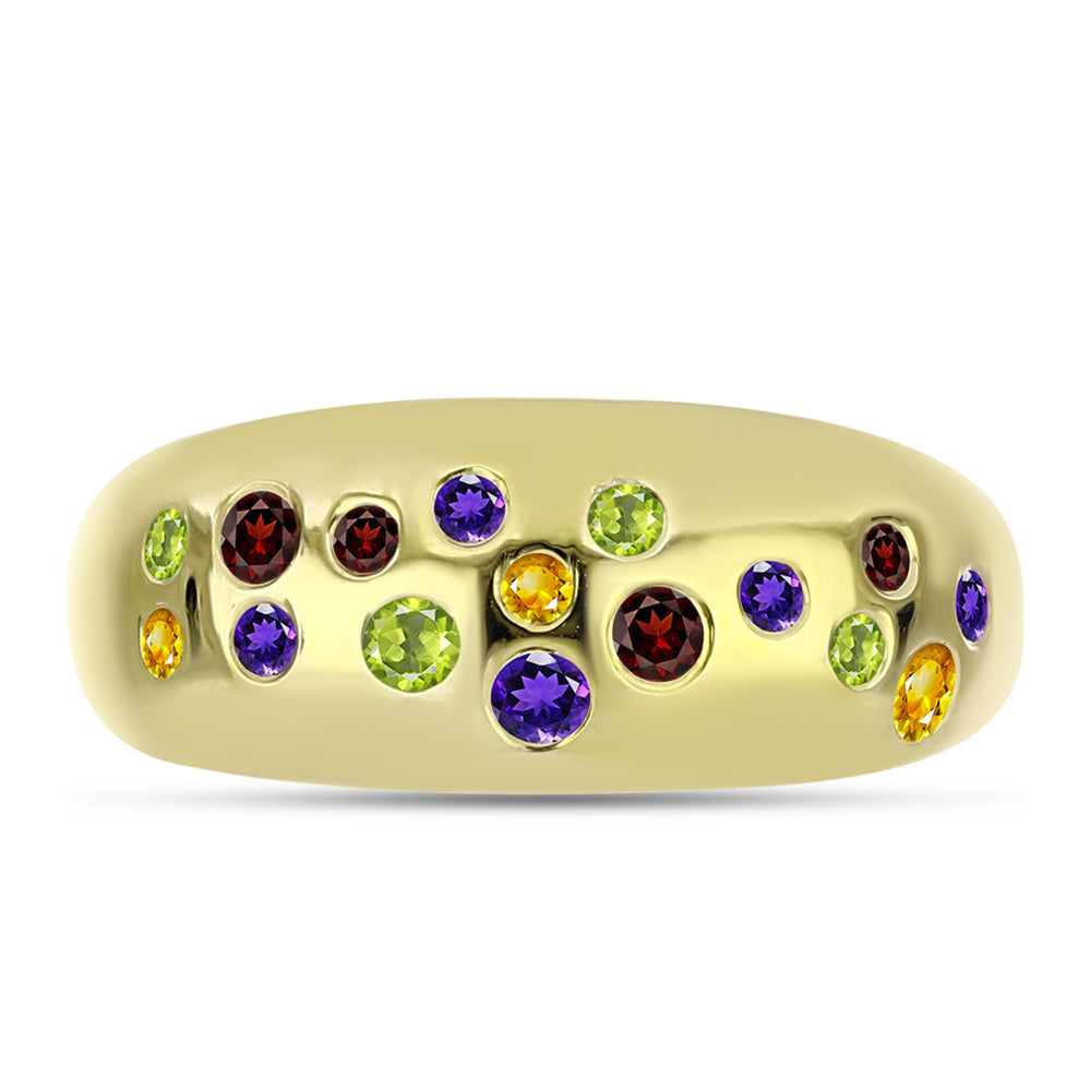 Goldplattierter Silberring mit marokkanischem Amethyst und Zitrin aus dem Ural 2 