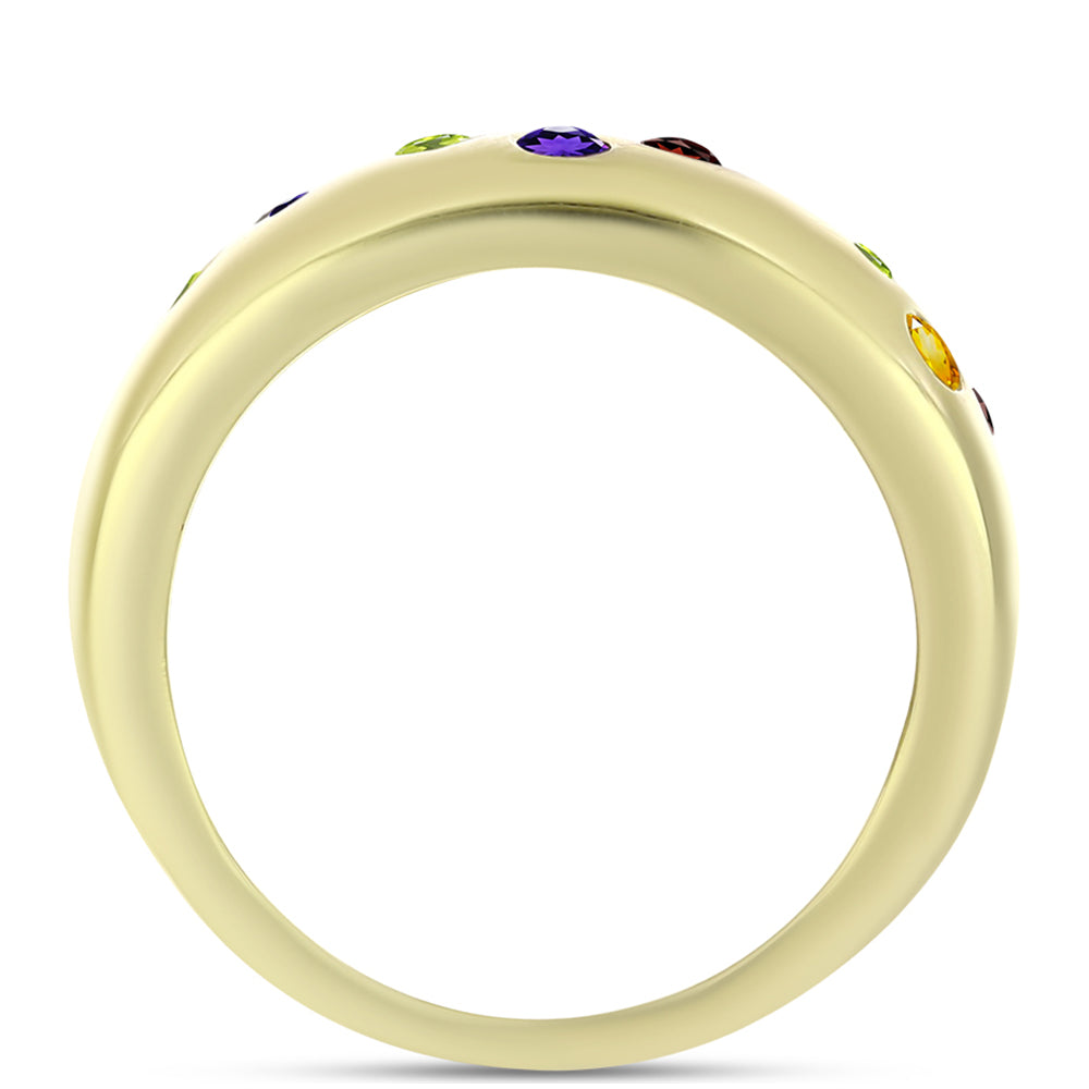 Goldplattierter Silberring mit marokkanischem Amethyst und Zitrin aus dem Ural 3 
