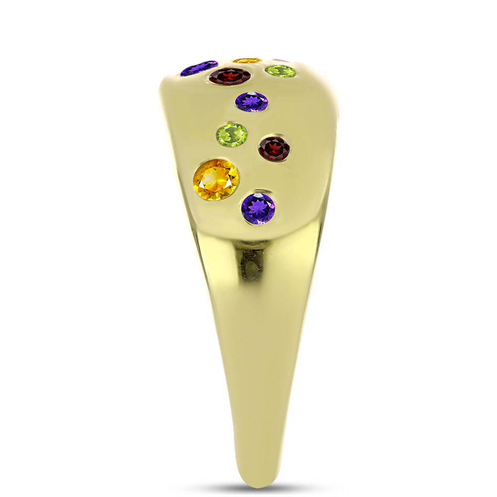 Goldplattierter Silberring mit marokkanischem Amethyst und Zitrin aus dem Ural 4 