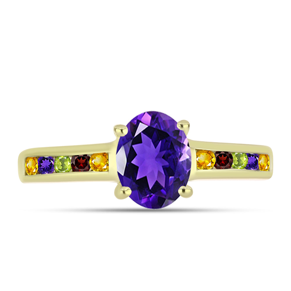 Goldplattierter Silberring mit marokkanischem Amethyst 1 