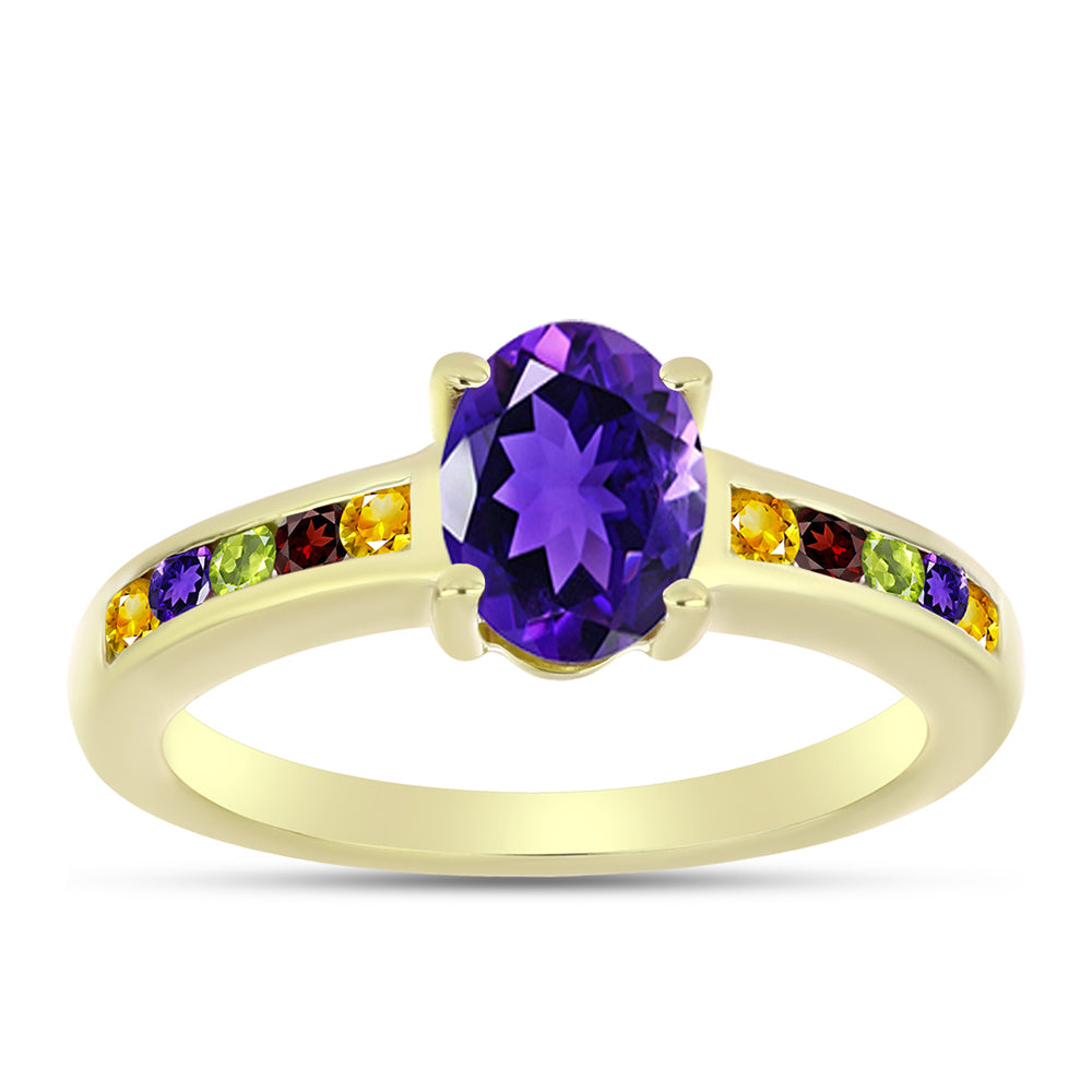 Goldplattierter Silberring mit marokkanischem Amethyst