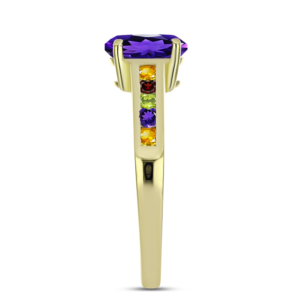 Goldplattierter Silberring mit marokkanischem Amethyst 4 