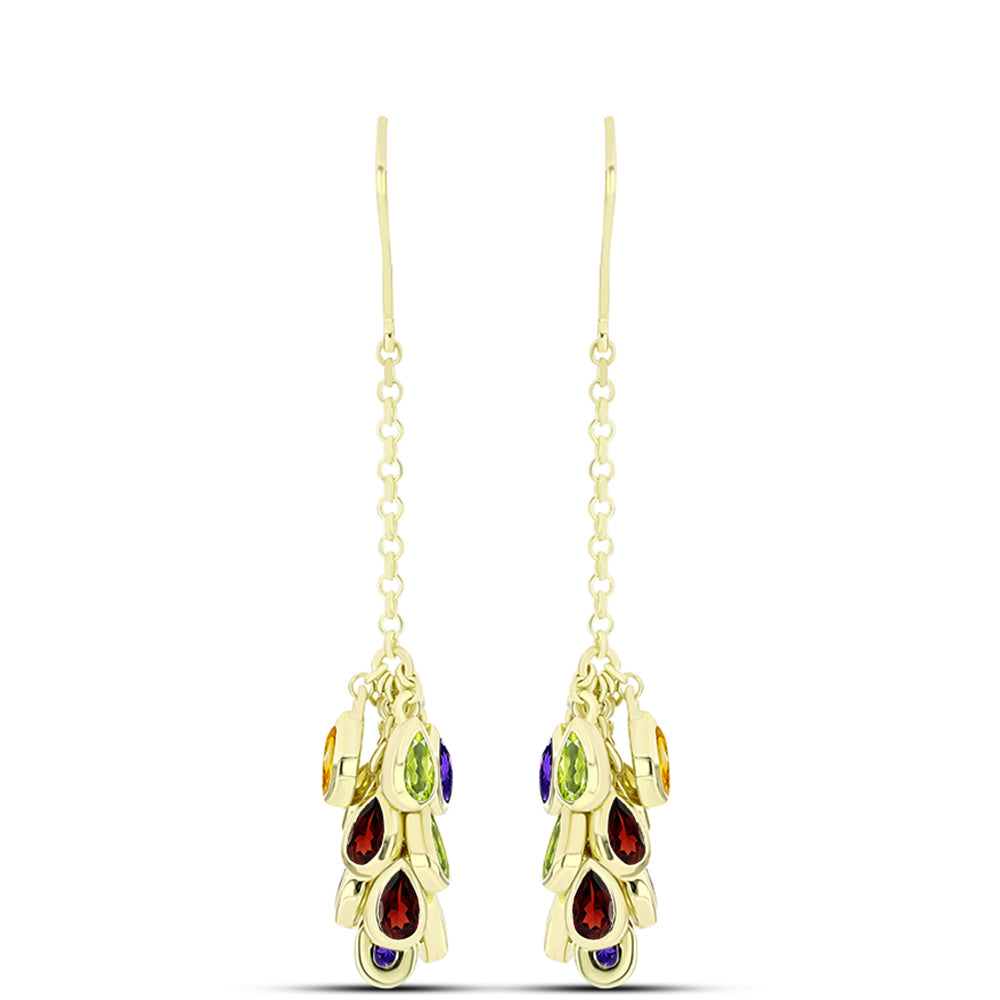 Goldplattierte Silberohrringe mit marokkanischem Amethyst und Zitrin aus dem Ural